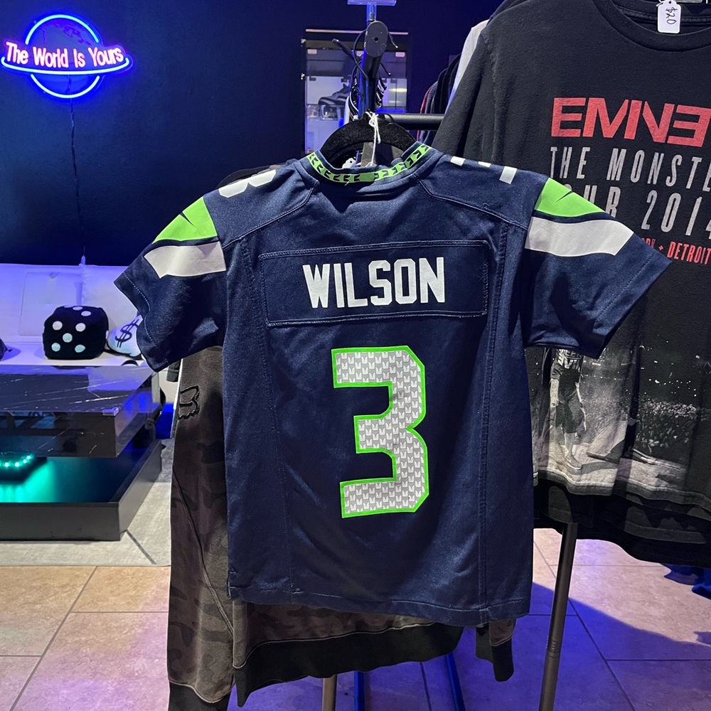 On Field Seattle Seahawks Russell Wilson #3 Super Bowl XLIX jersey